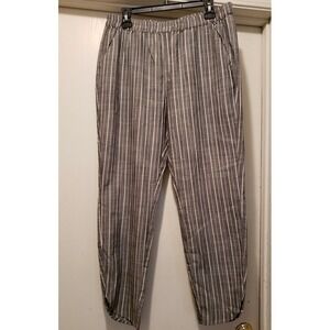 Women's Marine Layer Allison Pants Size Large Gray White Striped Tencel